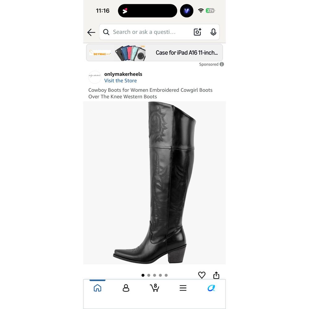 Embroidered Over The Knee Cowgirl Boots Women Size 10 Western Tall Boots